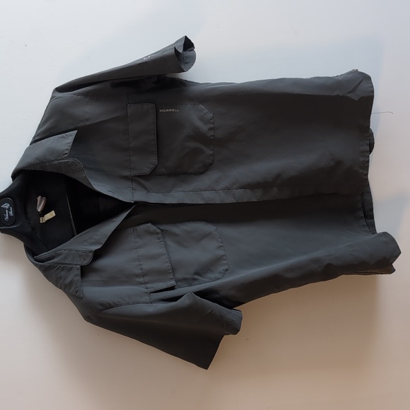 Merrell gray short sleeve button down shirt large - Picture 1 of 7
